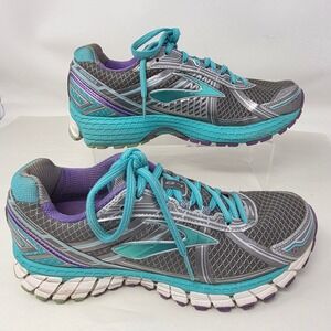 Brooks Defiance 7 Running Shoes Womens 8.5 Grey Teal Purple Good DNA Flextra